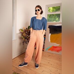 L.F. Markey Fergus Unisex Oversized Linen Trouser Dusty Pink Size US 2